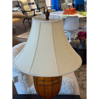 Vintage Trophy Shaped Wood Lamp w/ Chain Pattern 20"Diam X 34"H