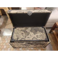 SET of 3 Decorative World Map Themed Nesting Storage Trunks
