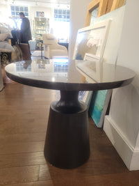 Peso Round Piasentina Limestone Top Side Table by Holly Hunt (AS IS)