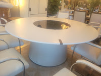Leather Flare Dining Table w/ Crystal Glass Lazy Susan by Giorgetti (AS IS)