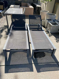 PAIR of Gray Mesh & Metal Outdoor Loungers by Life Outdoor Living (AS IS)