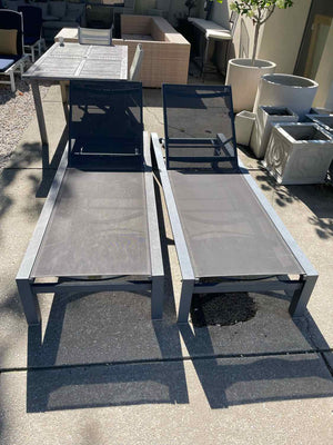 PAIR of Gray Mesh & Metal Outdoor Loungers by Life Outdoor Living (AS IS)