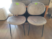 SET of 4 Ines Gray Velvet Side Chairs w/ Black Metal Legs by Calligaris (AS IS)
