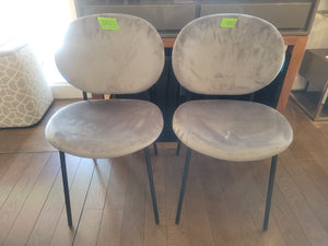 SET of 4 Ines Gray Velvet Side Chairs w/ Black Metal Legs by Calligaris (AS IS)