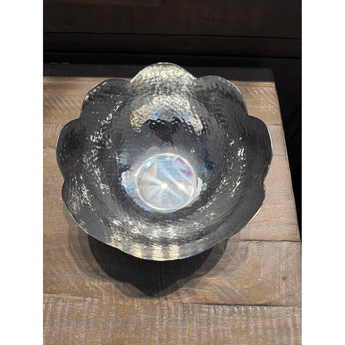 Flower Hammered Bowl, 7.5"Dx4"H