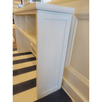 Vintage White Painted Wood Console Table w/ Open Storage - colletteconsignment.com