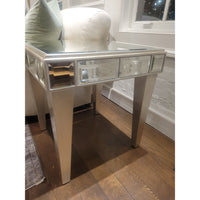 PAIR of Mirrored Glass Silverleaf Finish Side Tables