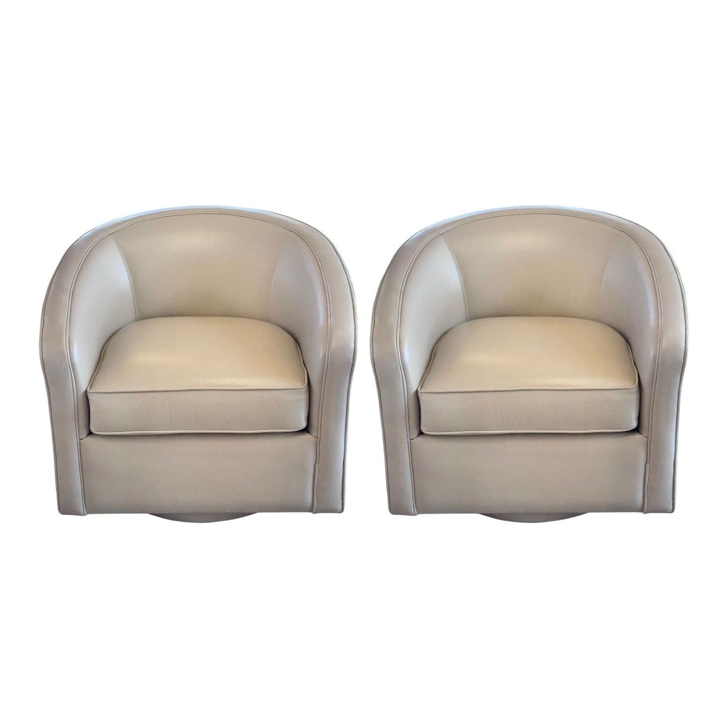 Pair of Amos Leather Swivel Chairs by Room & Board