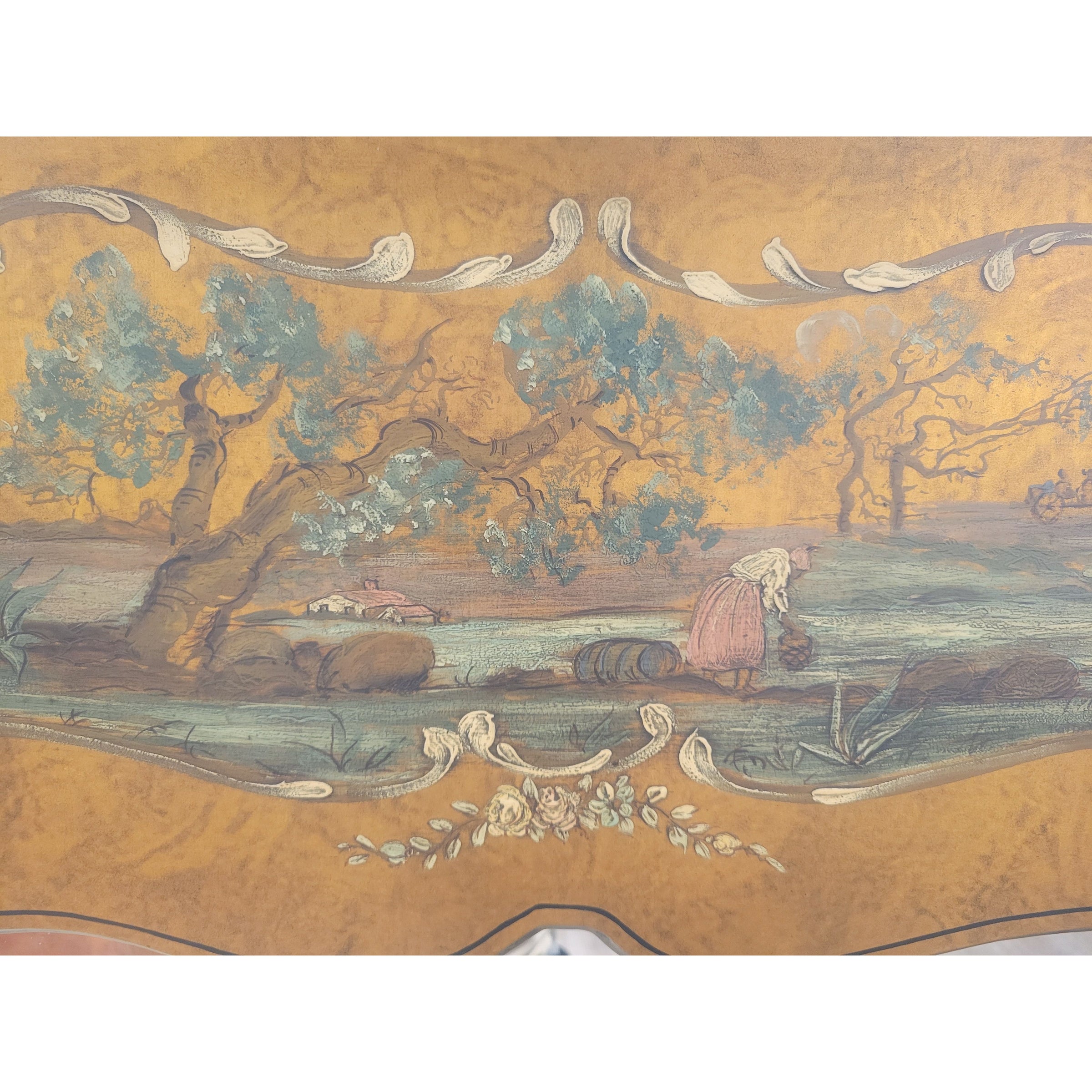 Antique Italian Hand-Painted Trumeau Wall Mirror - colletteconsignment.com
