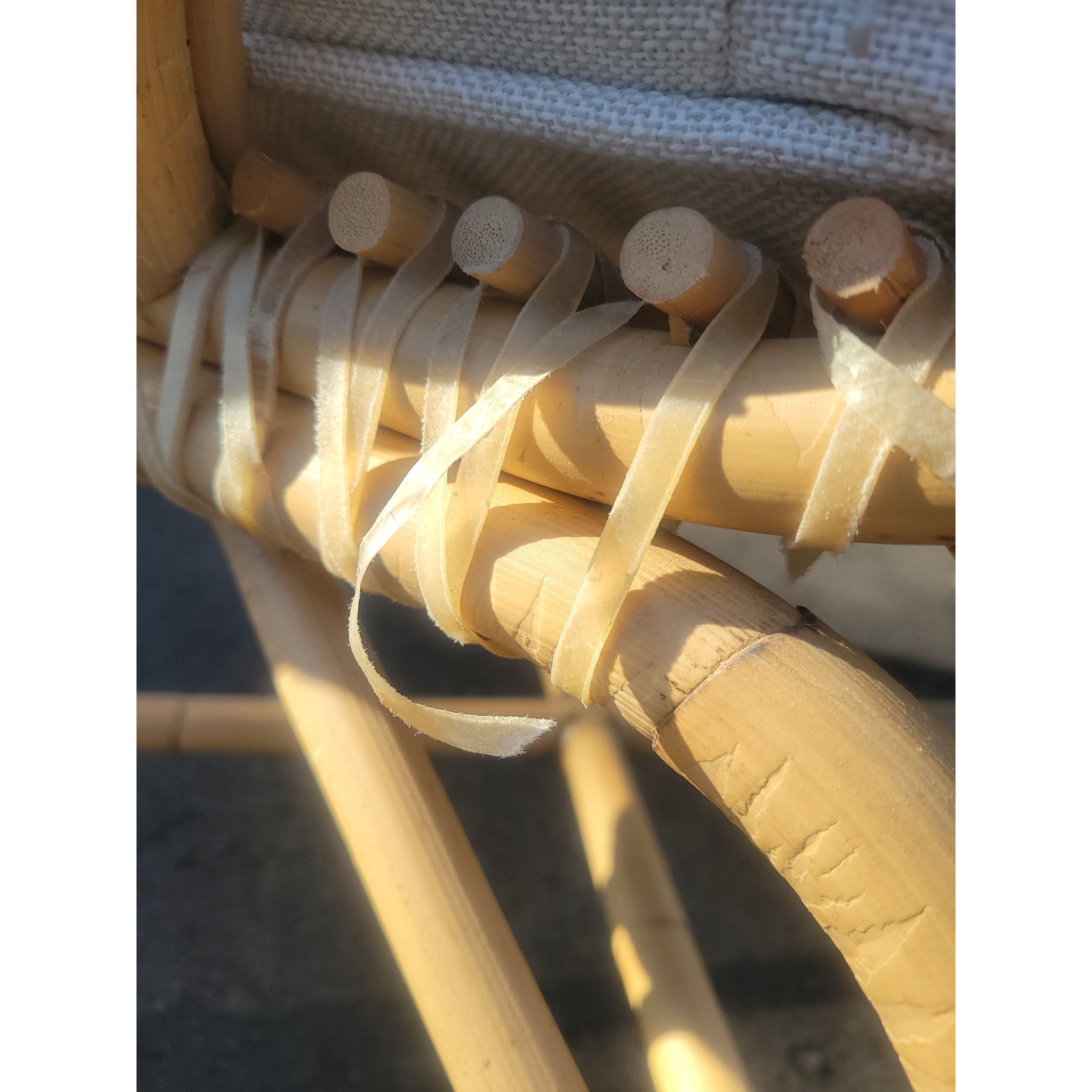 PAIR of Venice Rattan Chairs w/ White Cushions by S&L