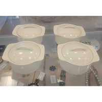 SET of 4 White Ceramic Ramekins w/ Lids