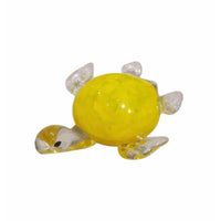 Yellow Glass Turtle Paperweight