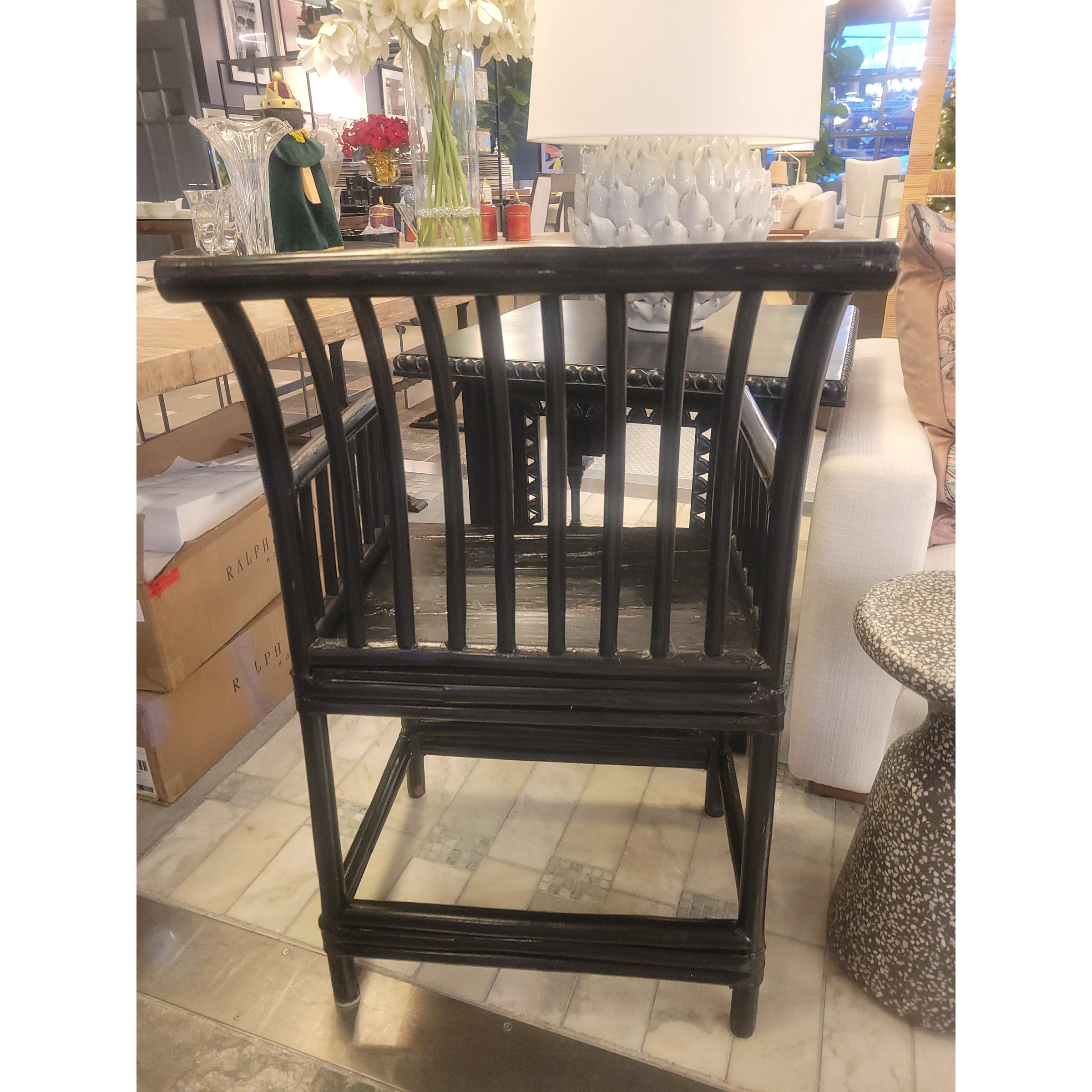 PAIR of Antique Chinese Ebonized Bamboo Stickback Chairs (As Is)