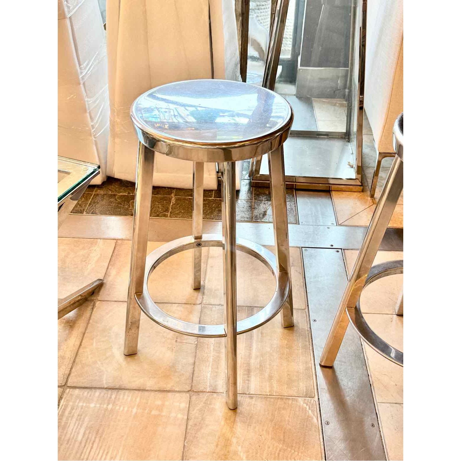 PAIR of 'Deja Vu' Polished Aluminum Stools by Magis Italy