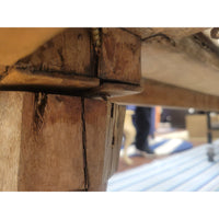 Vintage Indian Window Grate Metal & Wood Coffee Table w/ Glass Top (AS IS)