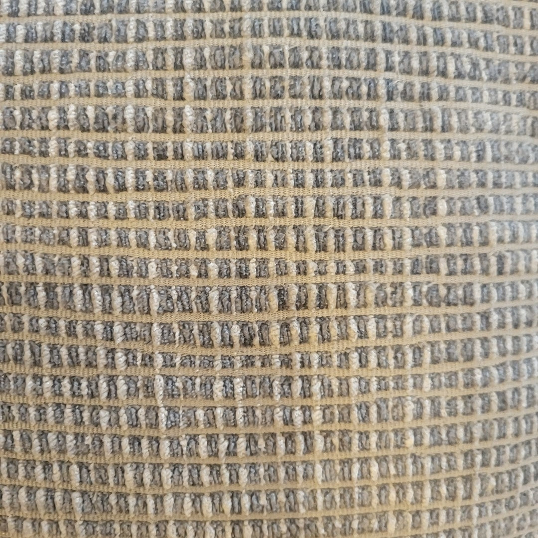 Half Textured Grid Gray Velvet Square Pillow w/ Down Insert