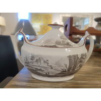 41-Pc 19th C. British Bat-Printed Porcelain Dish Set by Spode w/ Display Stands