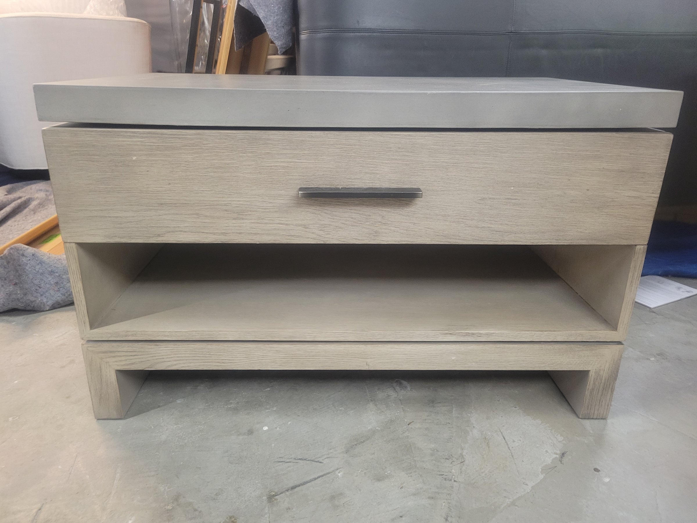 Meade Open 1-Drawer Gray Oak Nightstand w/ Concrete Top by RH