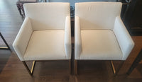SET of 6 Emery Linen Track Arm Chairs on Brass Bases by RH (AS IS)