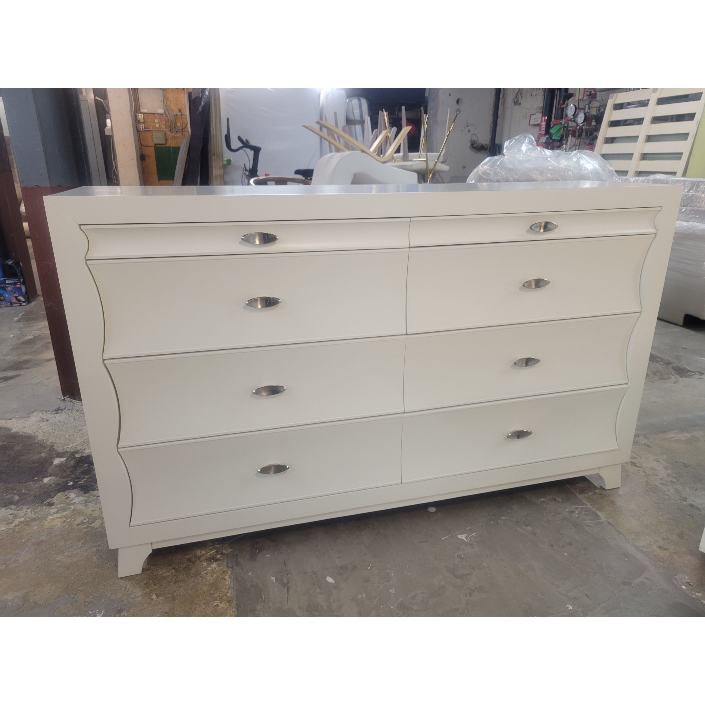 Contemporary White Wood Dovetailed 8-Drawer Dresser (As Is)