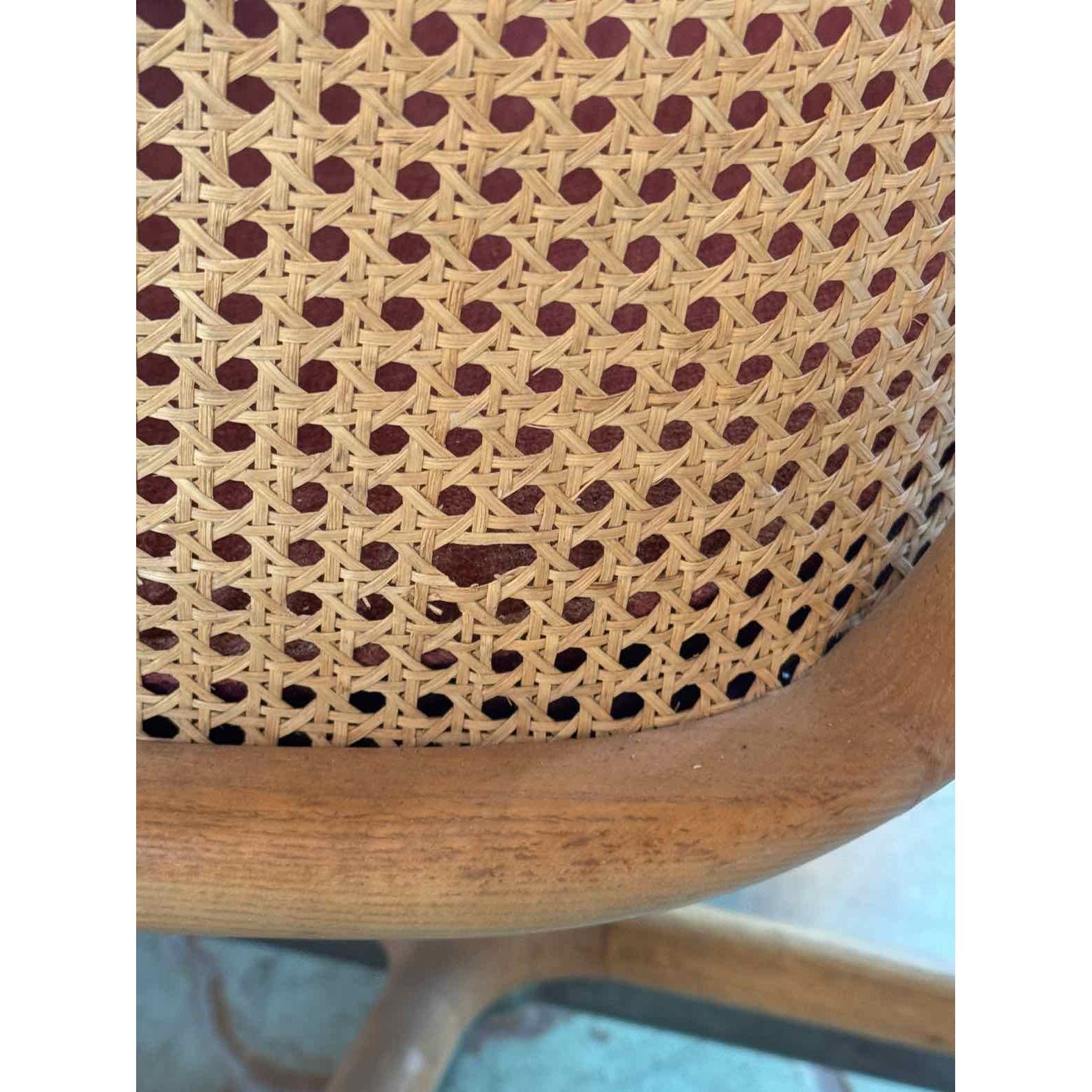 PAIR of Ash Caned Rolling Chairs by Ward Bennett for Brickel