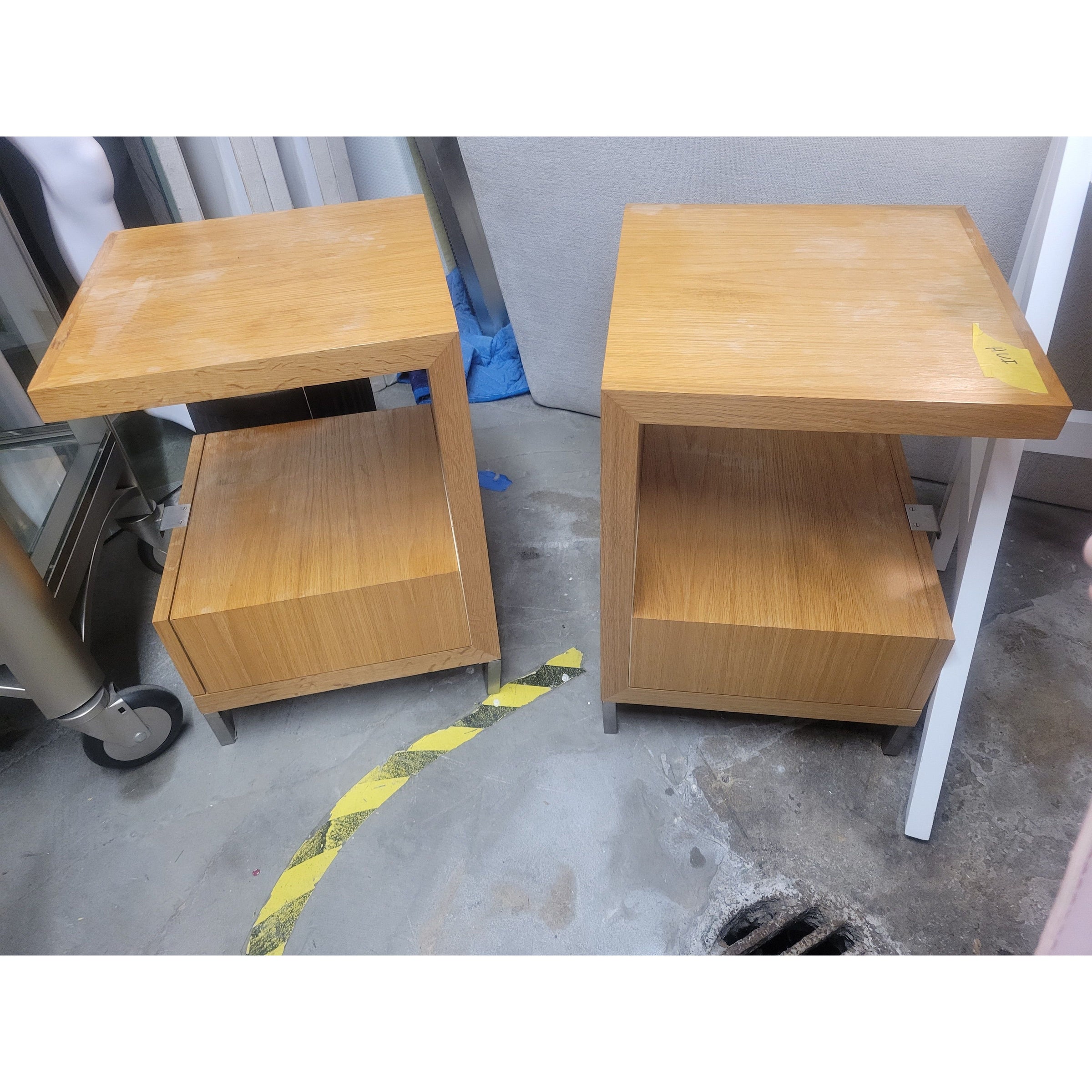 PAIR of Modern Natural Wood Side Tables