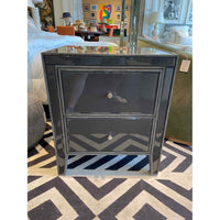 PAIR of Gray Glass 2-Drawer Nightstands Attrib. to Arhaus