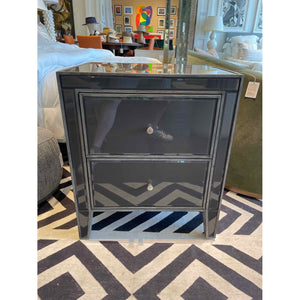 PAIR of Gray Glass 2-Drawer Nightstands Attrib. to Arhaus