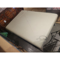 Rectangular White Leather Ottoman w/ Chrome Legs & Casters (AS IS)