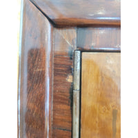 Vintage 3 Door Mottled Wood Armoire w/ Brass Door Pulls - AS IS