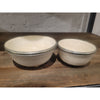 PAIR of White Ceramic Bowls w/ Metal Trim