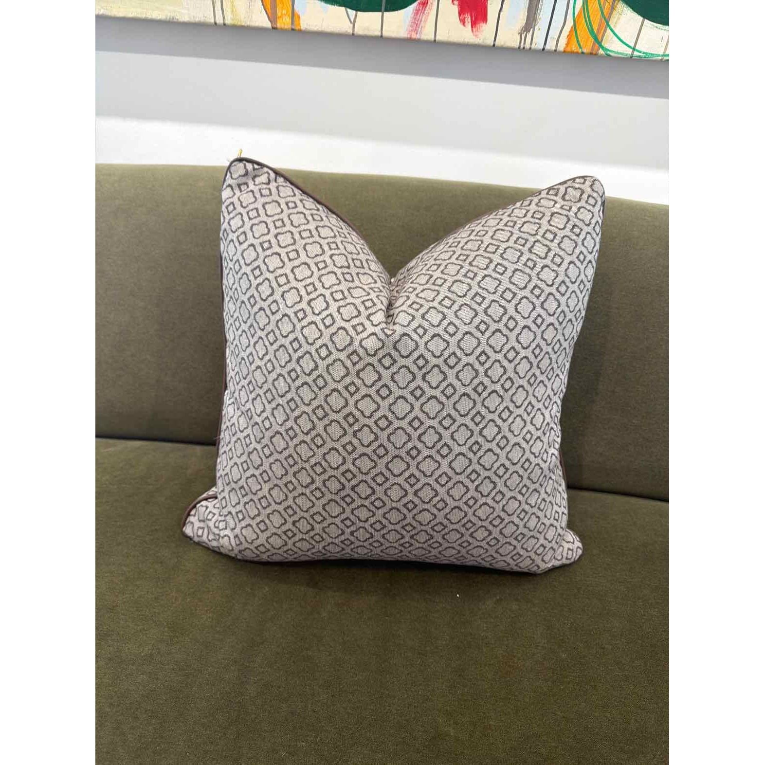 Lee Jofa/Suzanne Kasler Castille in Sable Fabric w/ Leather Piping 20"Sq