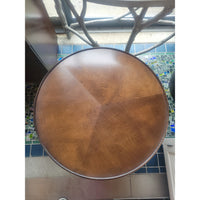Round Mahogany Side Table w/ Shelf & Brass Feet - colletteconsignment.com