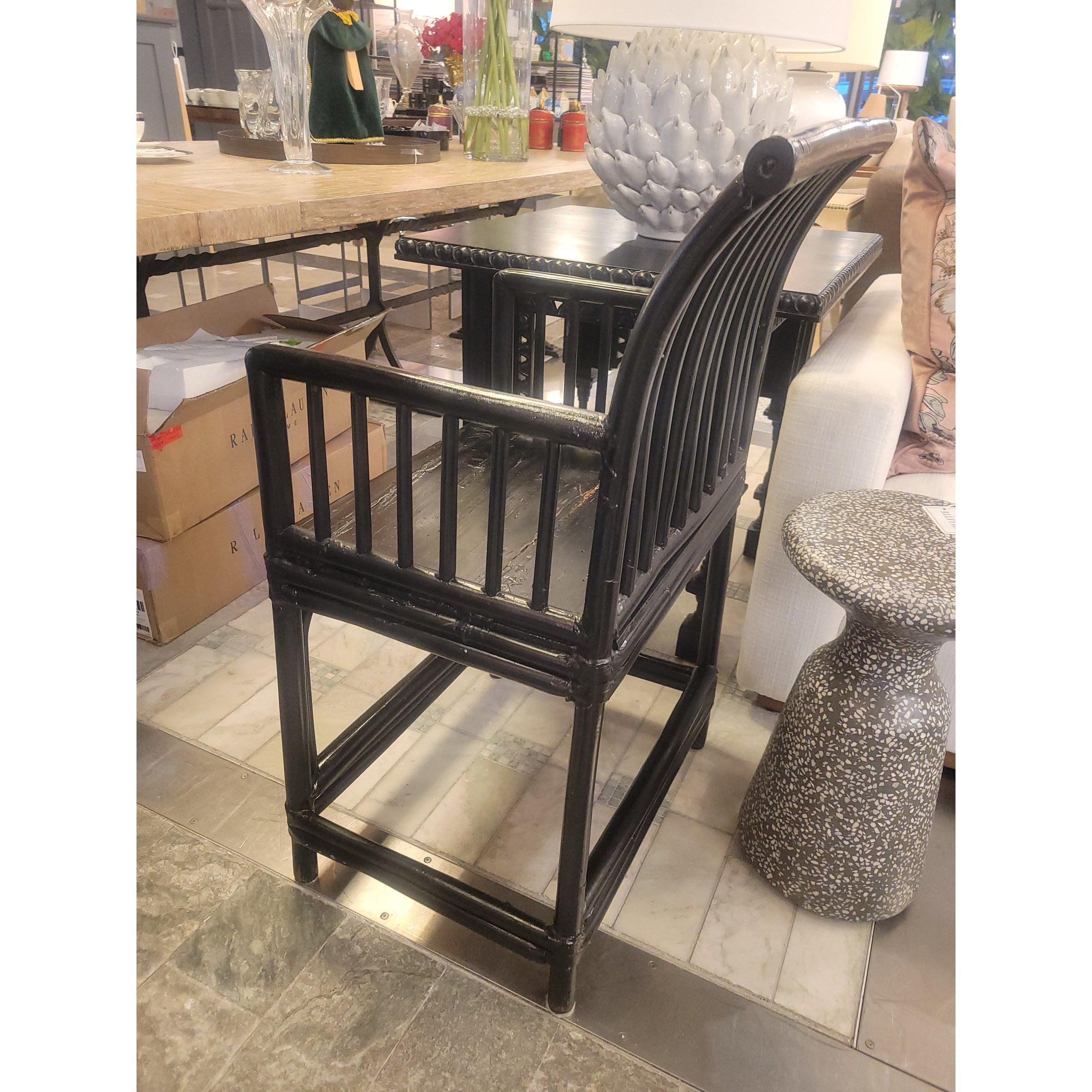 PAIR of Antique Chinese Ebonized Bamboo Stickback Chairs (As Is)