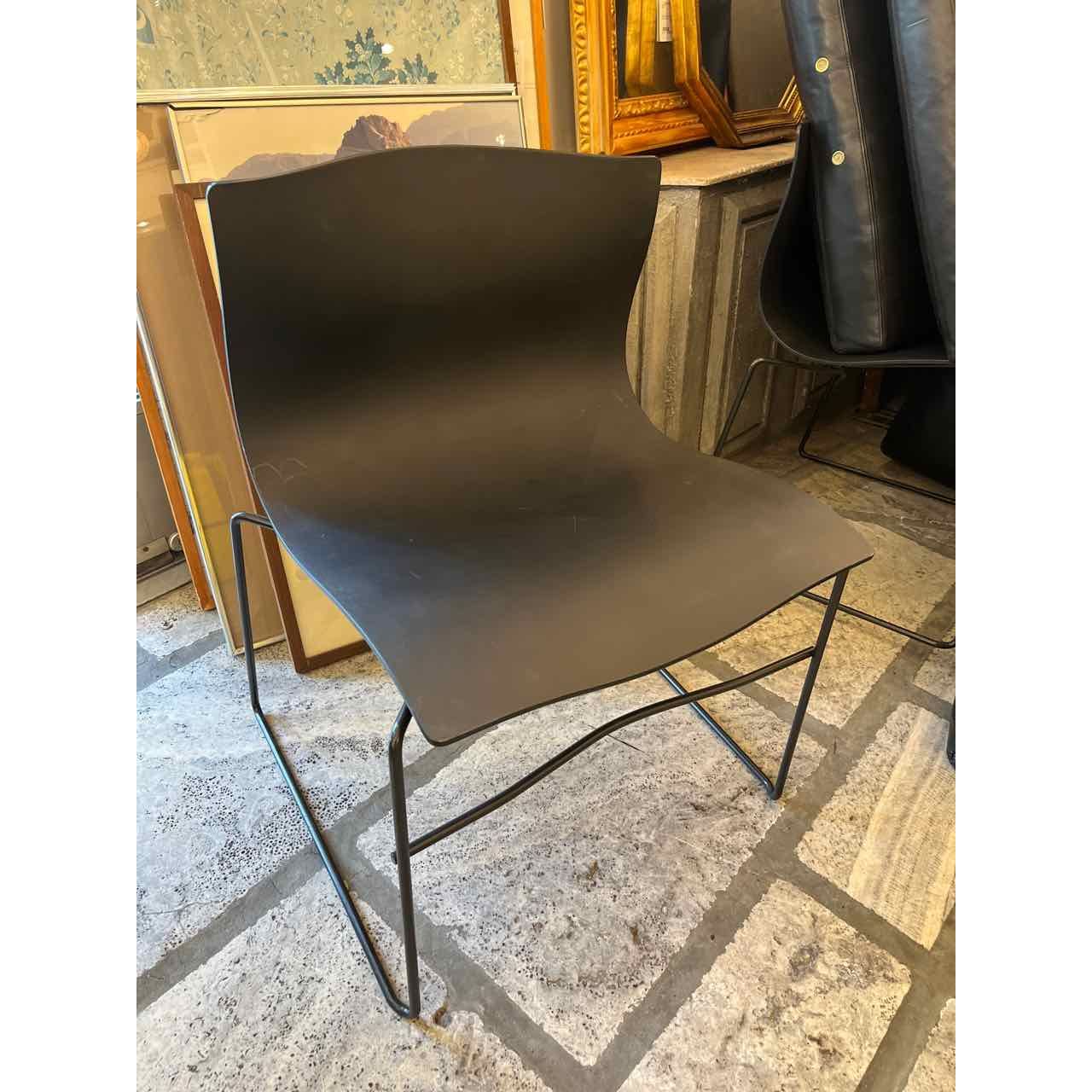 Knoll Blk Plastic Chairs (AS-IS Scratched)