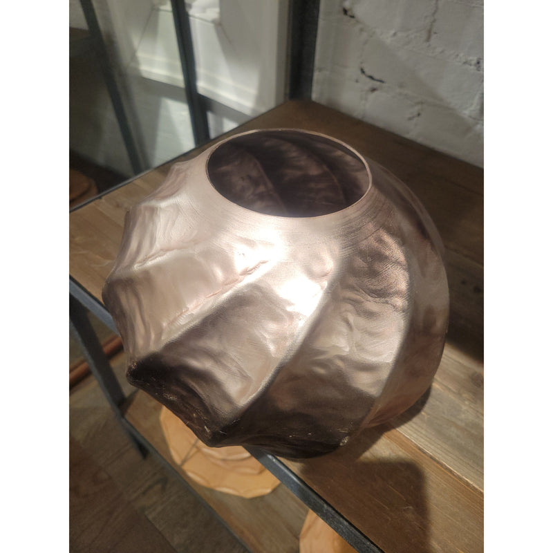 Short Rose Gold Swirled Ceramic Vase