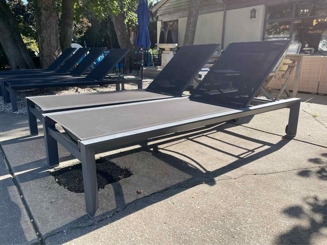 PAIR of Gray Mesh & Metal Outdoor Loungers by Life Outdoor Living (AS IS)