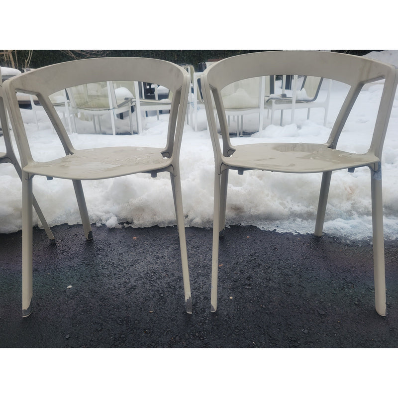 SET of 4 Beige Aluminum Dining Chairs by Kristalia - AS IS - colletteconsignment.com