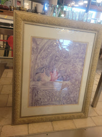 Fruit on Column Still-Life Print by Deborah K. Ellis in Gold Frame
