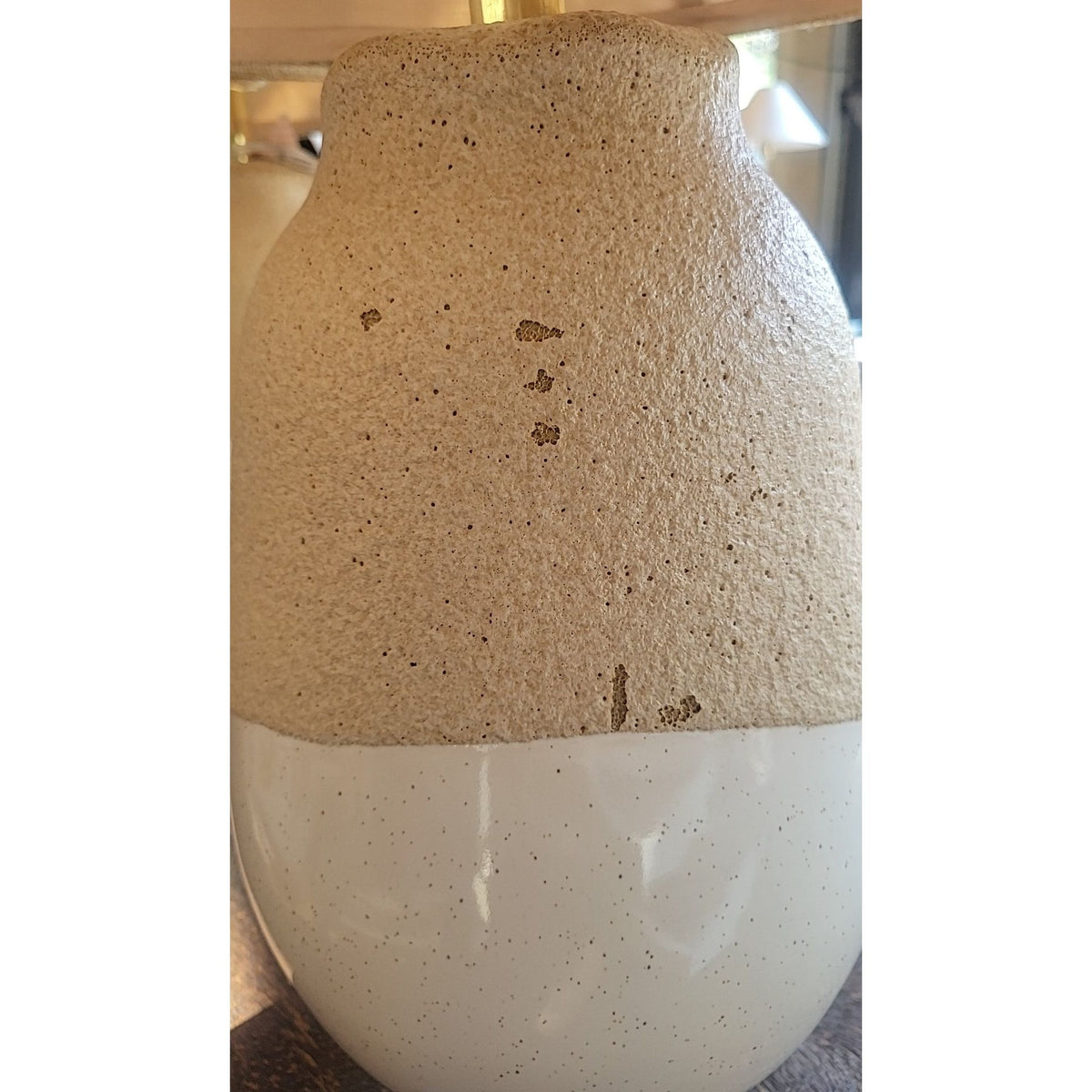 PAIR of Ceramic Table Lamps on Lucite Bases by Made Goods w/ Burlap Shades