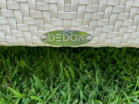 White Wicker Slimline 3-Seater Sofa w/ Navy Cushions by Dedon