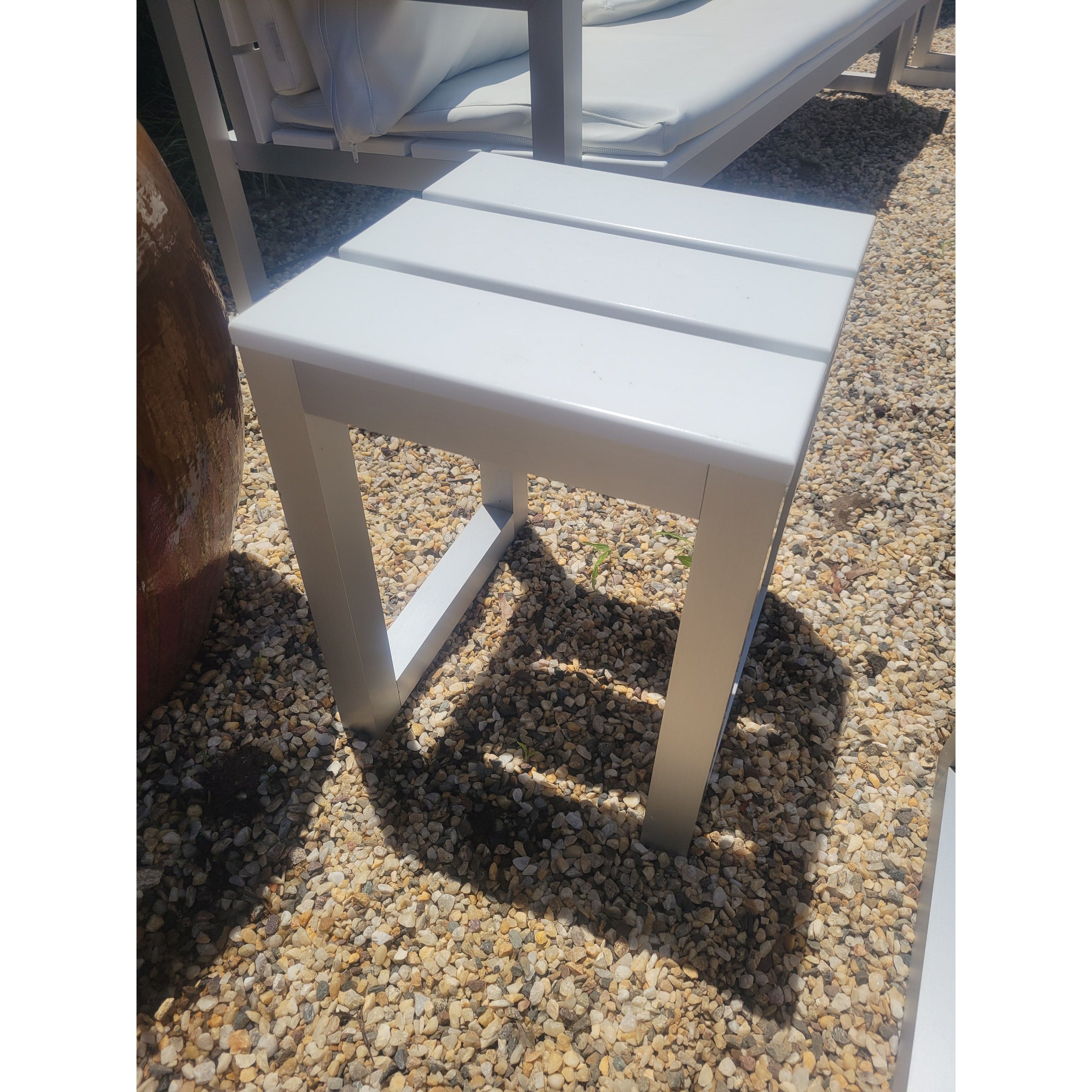 Aluminum Square Side Table w/ White Slat Top by Gandia Blasco