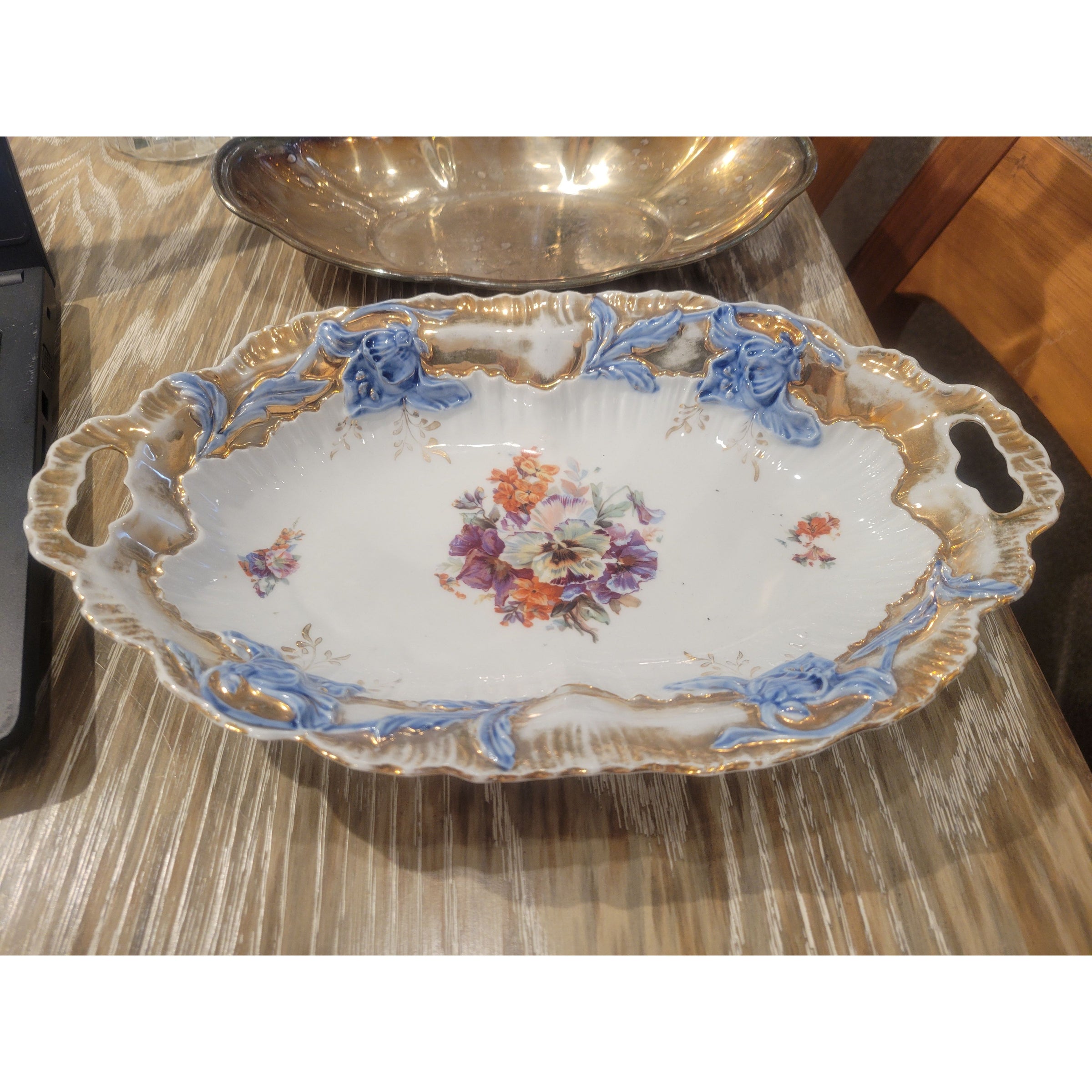 Vintage Painted Floral Porcelain Tray