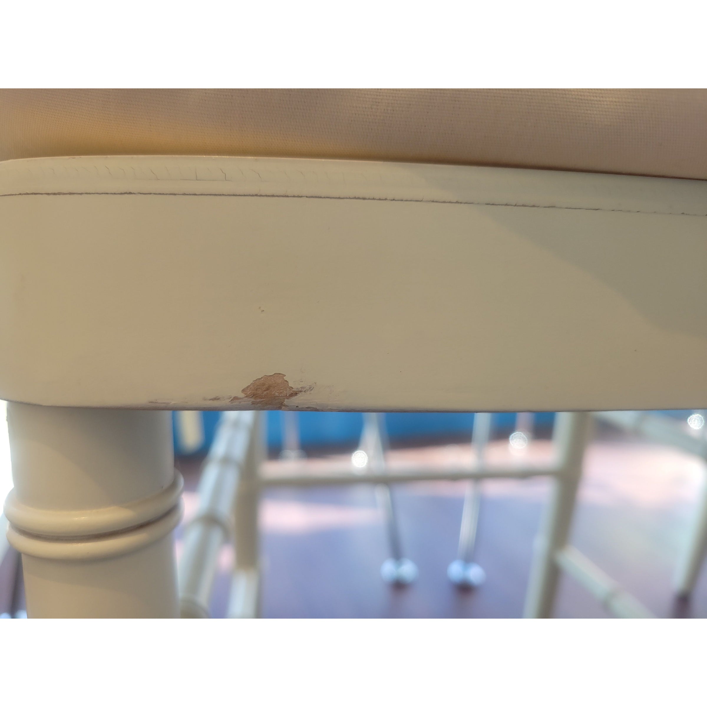 PAIR of Bulgarian Faux Bamboo Dining Chairs w/ Beige Cushions - AS IS