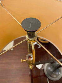 Bronze Swing Arm Table Lamp w/ Beige Shade by Robert Abbey