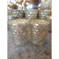 Pair of Small Hexagonal Mercury Glass Candle Holders