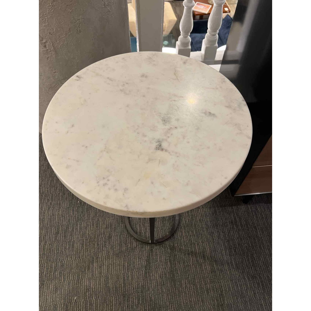 White Marble Cocktail Table with Metal Base