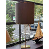 XL Shiny Brass Table Lamp w/ Dark Gray & Brass Shade
