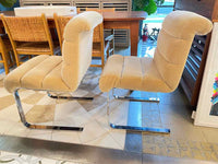 SET of 8 Wool Mohair Cantilever Dining Chairs by Pace (AS IS)