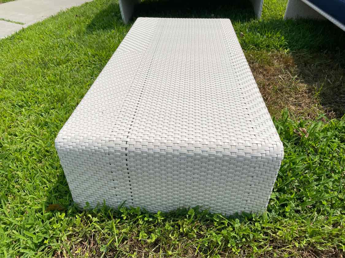 White Wicker Slimline Rectangular Coffee Table by Dedon